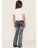 Image #3 - Grace In LA Little Girls' Medium Wash Floral Pocket Stretch Bootcut Jeans , Blue, hi-res