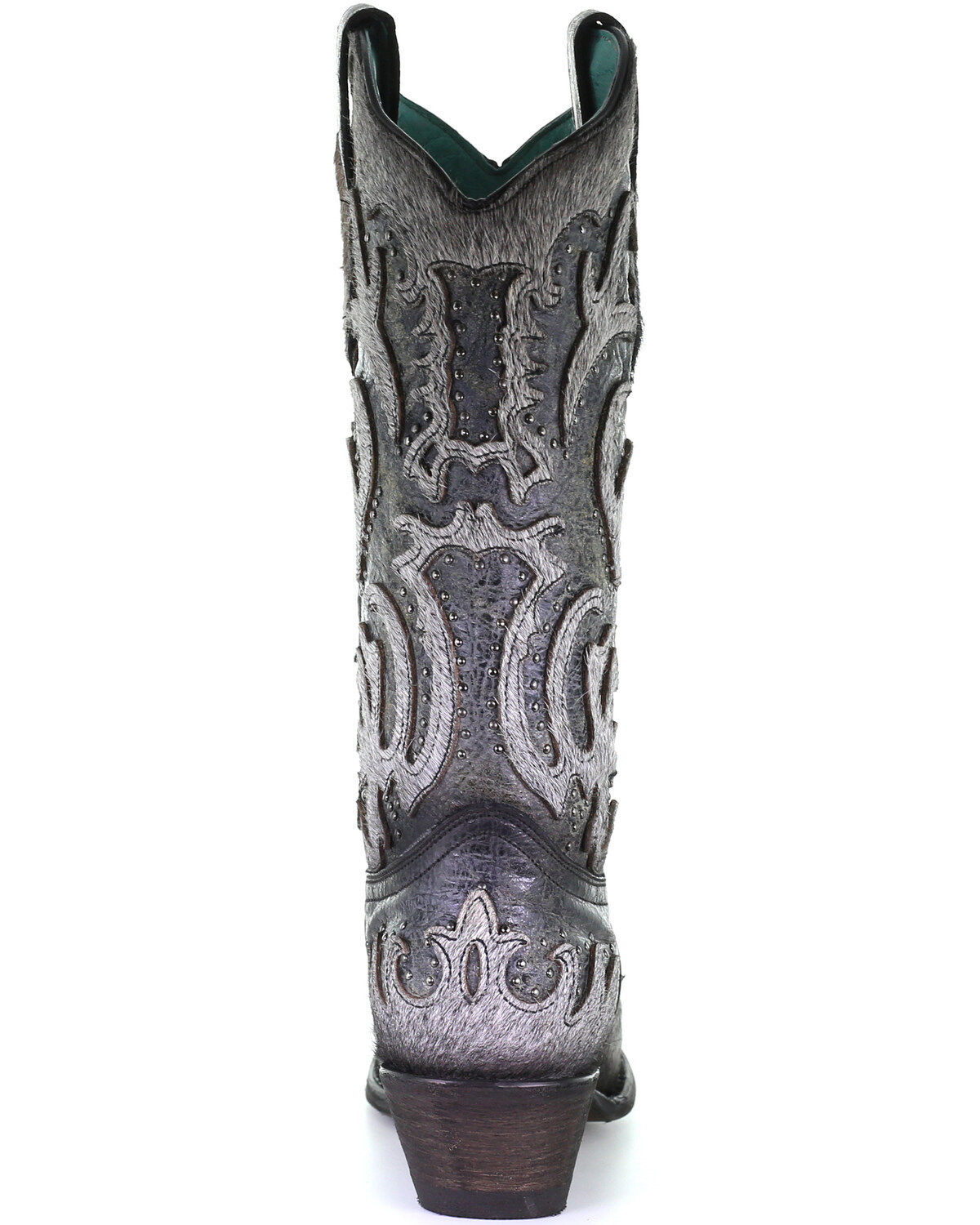 Image #4 - Corral Women's Gray Fur Overlay Western Boots - Snip Toe, , hi-res