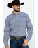 Image #1 - Cowboy Hardware Men's Dobby Print Long Sleeve Western Shirt, Navy, hi-res