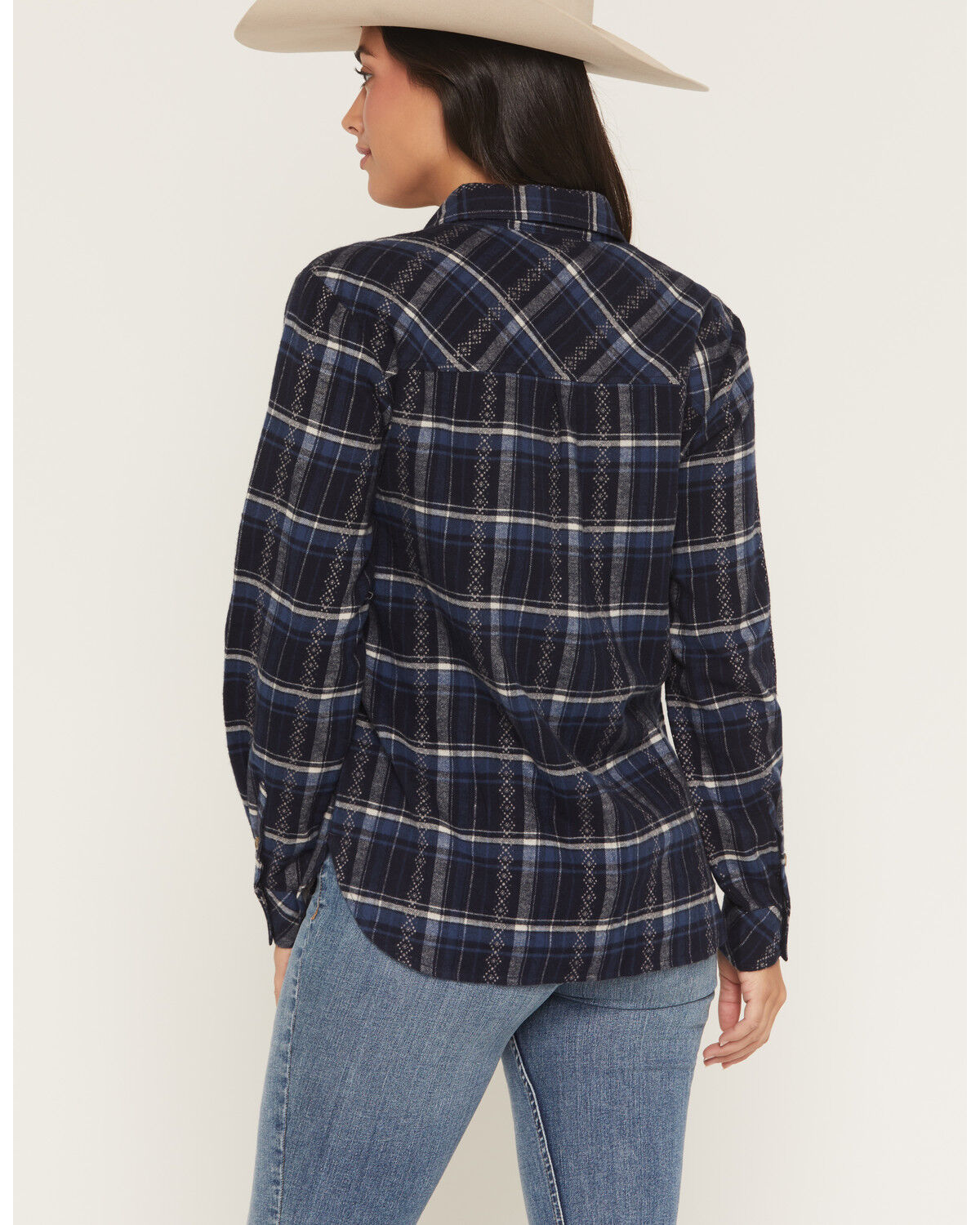 Image #4 - Shyanne Women's Riverfront Plaid Print Long Sleeve Button-Down Flannel Shirt, Navy, hi-res