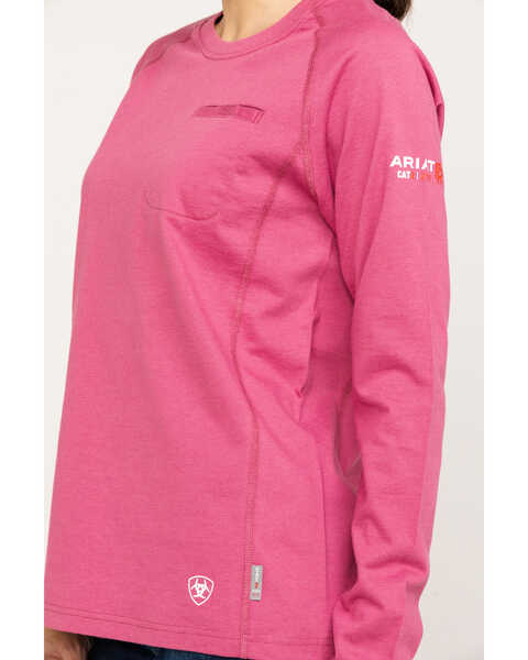 Ariat Women's FR Air Crew Long Sleeve Work Shirt, Pink, hi-res