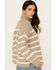 Image #2 - Sadie & Sage Women's Striped Turtleneck Sweater, Grey, hi-res