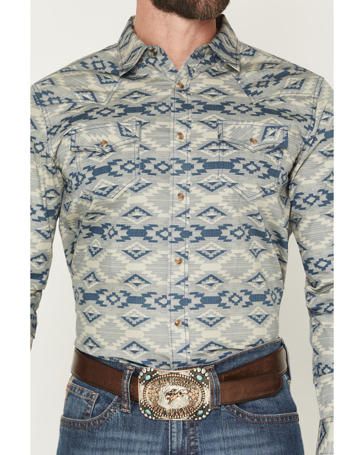 Image #3 - Cody James Men's Wider Southwestern Print Long Sleeve Snap Western Shirt, Tan, hi-res