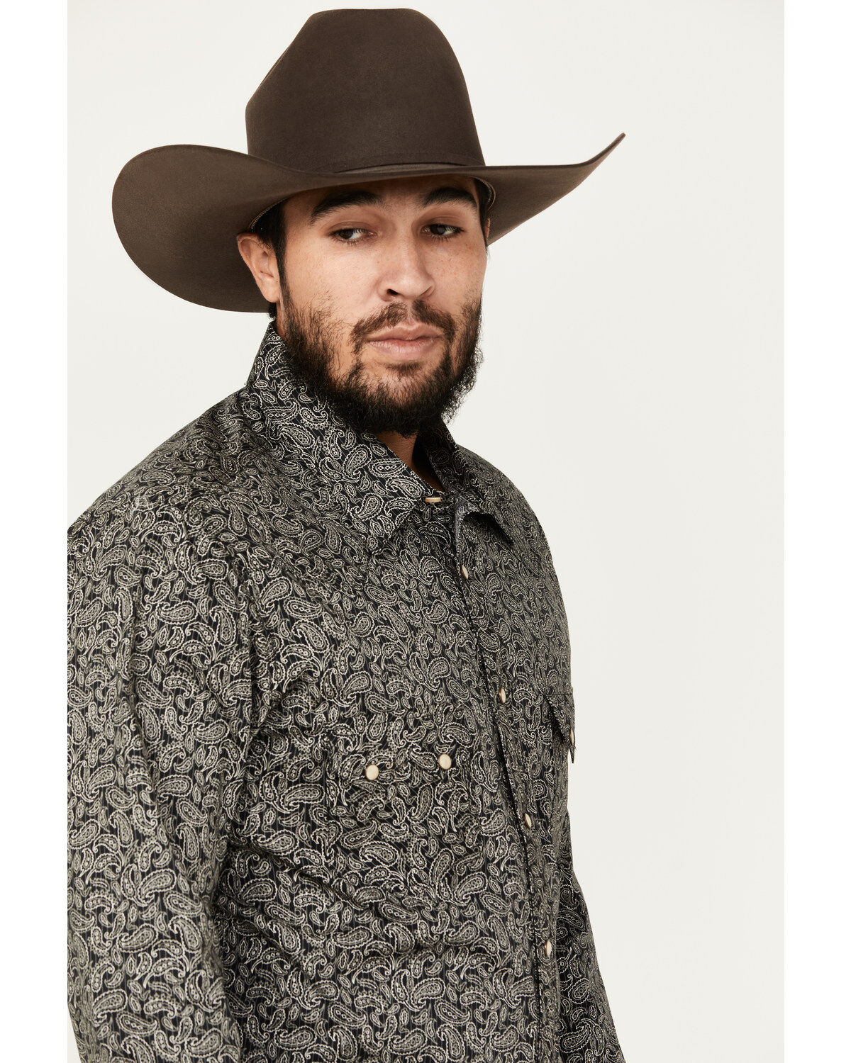 Rock & Roll Denim Men's Paisley Pinstripe Print Long Sleeve