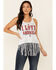 Image #1 - Shyanne Women's I Love America Graphic Fringe Hem Tank Top, White, hi-res