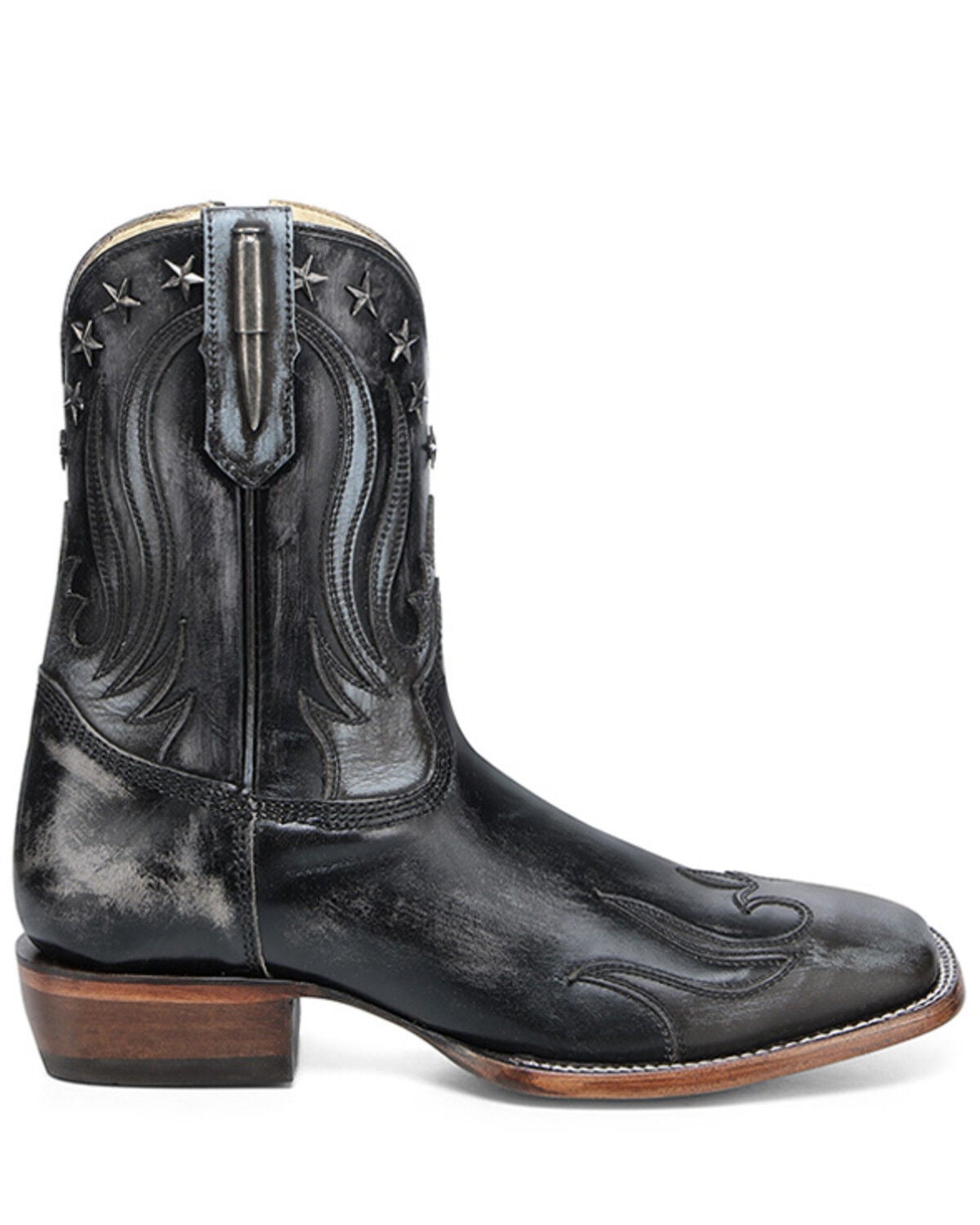 Image #2 - Corral Men's Overlay Studded Western Ankle Boots - Broad Square Toe, Black, hi-res