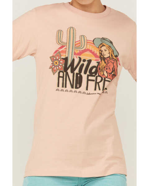 Image #2 - Bohemian Cowgirl Women's Wild & Free Doll Nashville Graphic Tee , Coral, hi-res