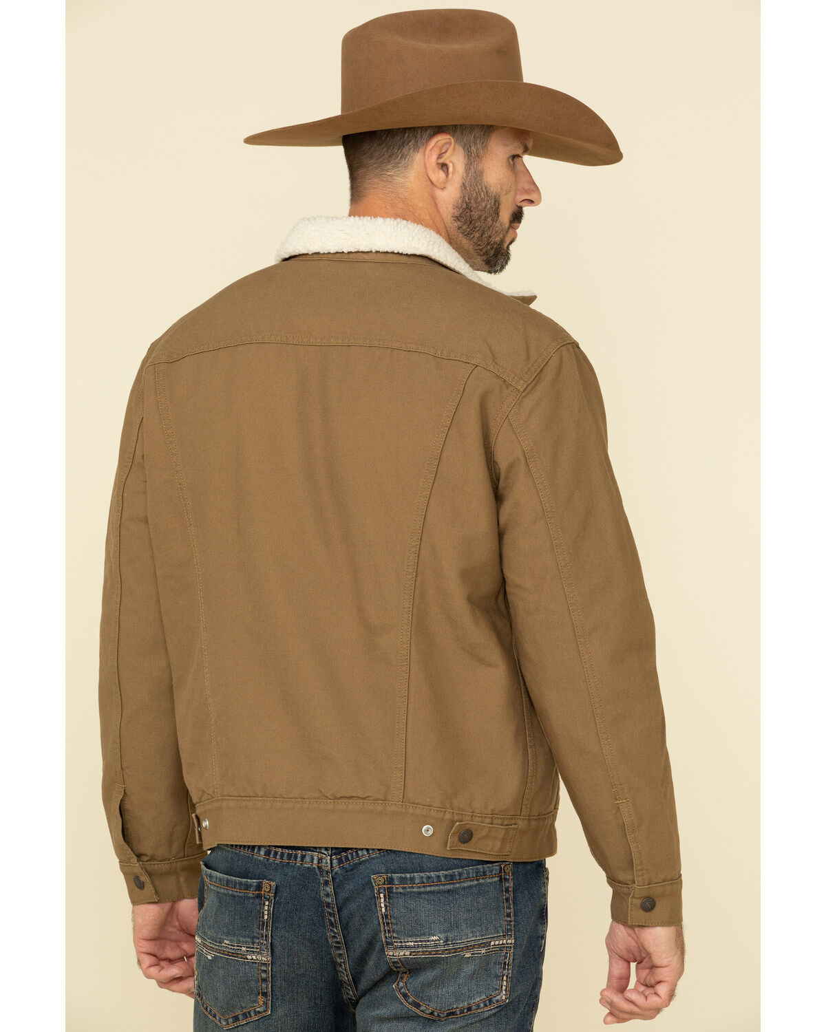 Image #2 - Levi's Men's Tan Sherpa Lined Trucker Jacket, Tan, hi-res