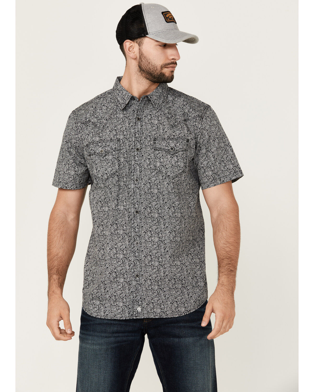 Image #1 - Moonshine Spirit Men's Jackson Floral Paisley Print Short Sleeve Snap Western Shirt, , hi-res