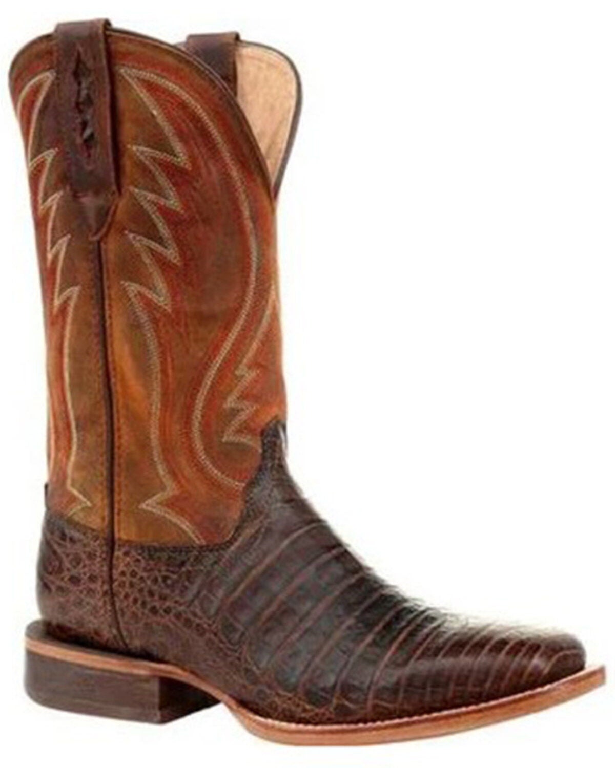 Durango Men's Arena Pro Exotic Caiman Skin Western Boots - Square Toe, Brown, hi-res