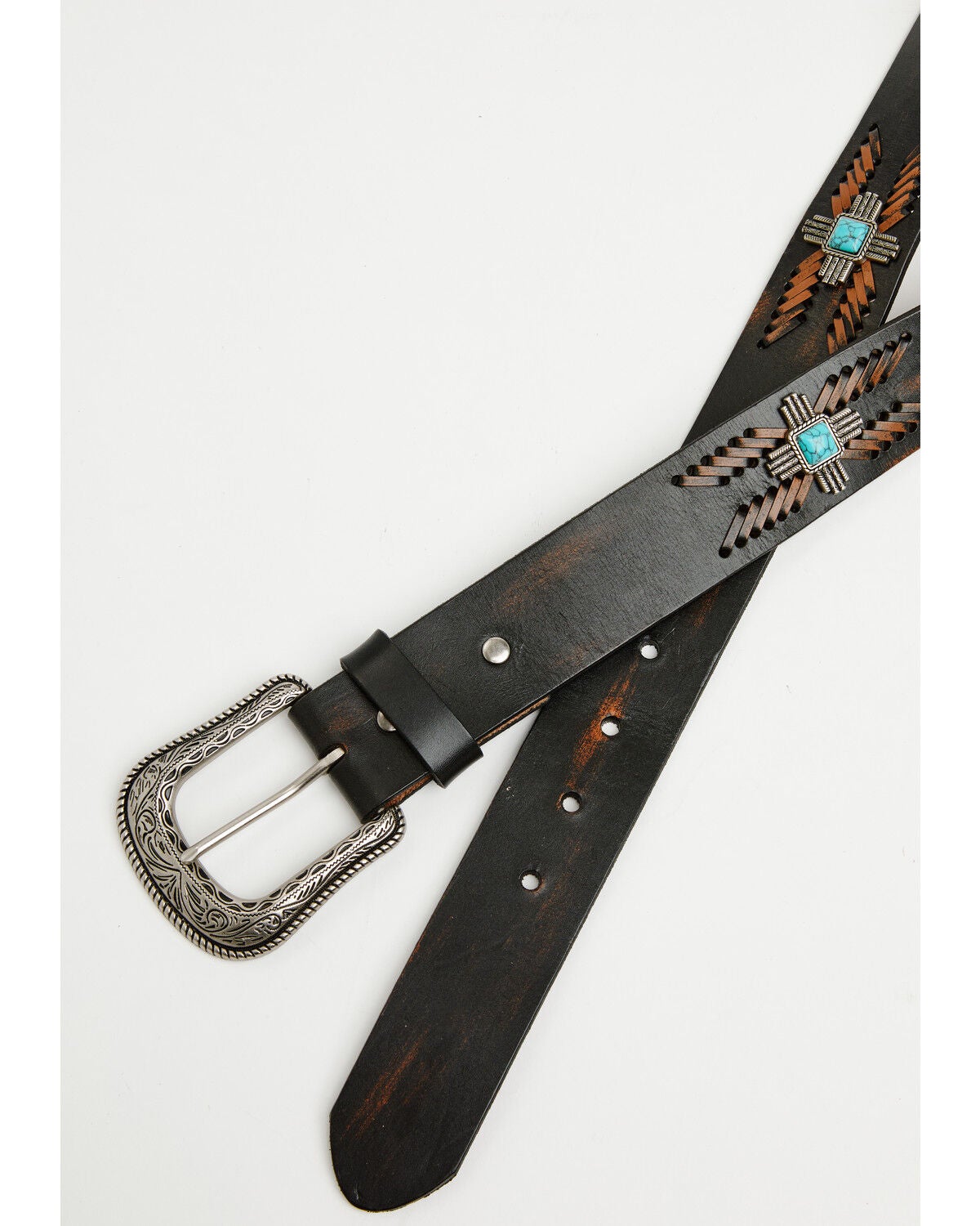 Image #2 - Cody James Men's Concho Whipstitch Belt, Black, hi-res