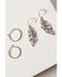 Image #3 - Lainey Wilson Women's Feather Drop Trio Earring Set - 3 Piece, Silver, hi-res
