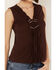 Image #3 - Shyanne Women's Beaded Crochet V Neck Tank, Dark Brown, hi-res