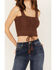 Shyanne Women's Tie Front Sweater Tank, Medium Brown, hi-res