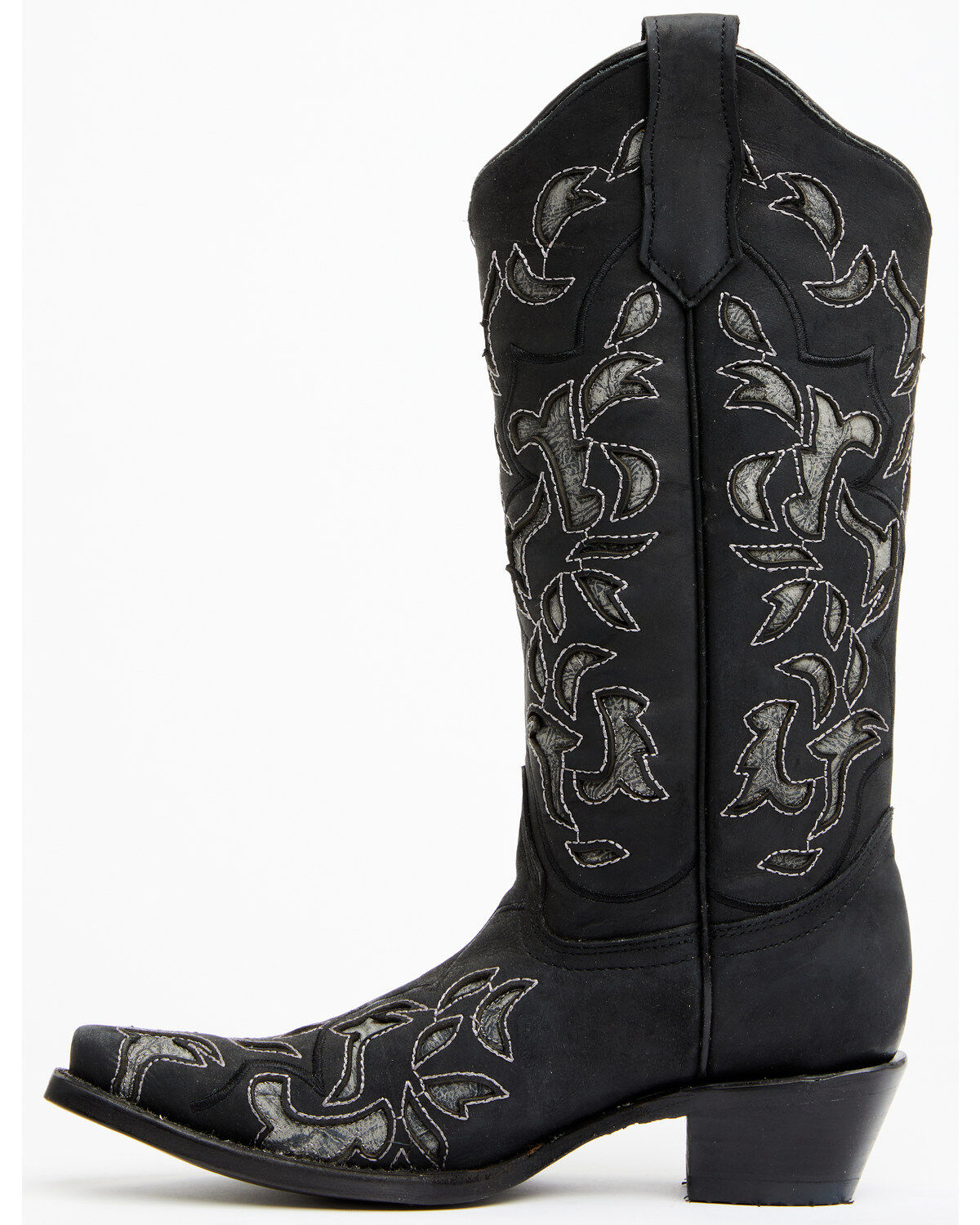 Image #3 - Circle G Women's Inlay Western Boots - Snip Toe, Black/grey, hi-res