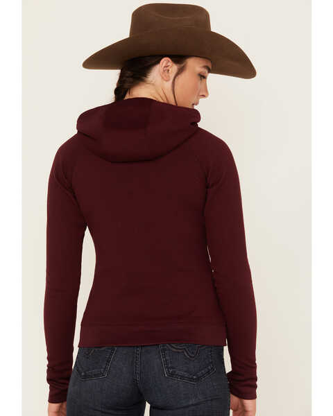 Image #4 - RANK 45® Women's Technical Waffle Knit Hooded Top, Burgundy, hi-res