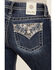 Image #2 - Miss Me Women's Dark Wash Mid Rise Faux Flap Pocket 30" Bootcut Stretch Denim Jeans, Dark Wash, hi-res