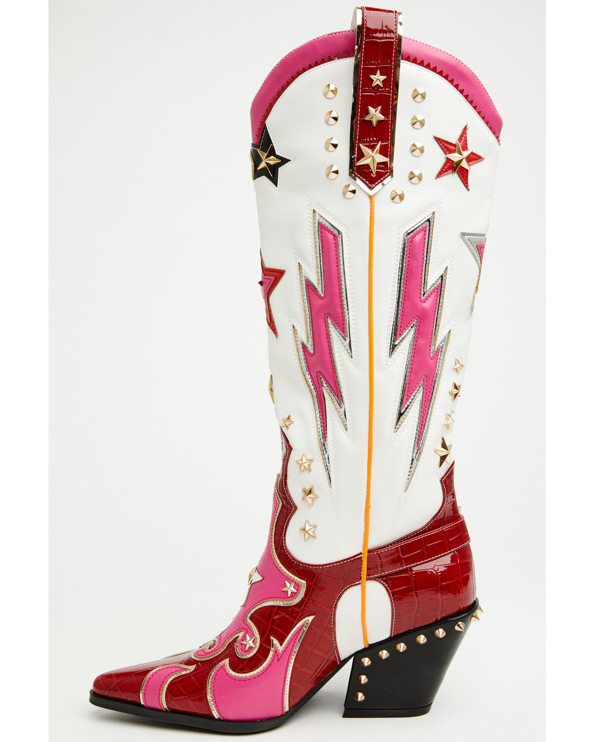 Image #3 - Azalea Wang Women's Cheona Star Studded Inlay Tall Fashion Boots - Snip Toe, Red, hi-res