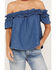 Free People Women's Maxine Top, Medium Wash, hi-res