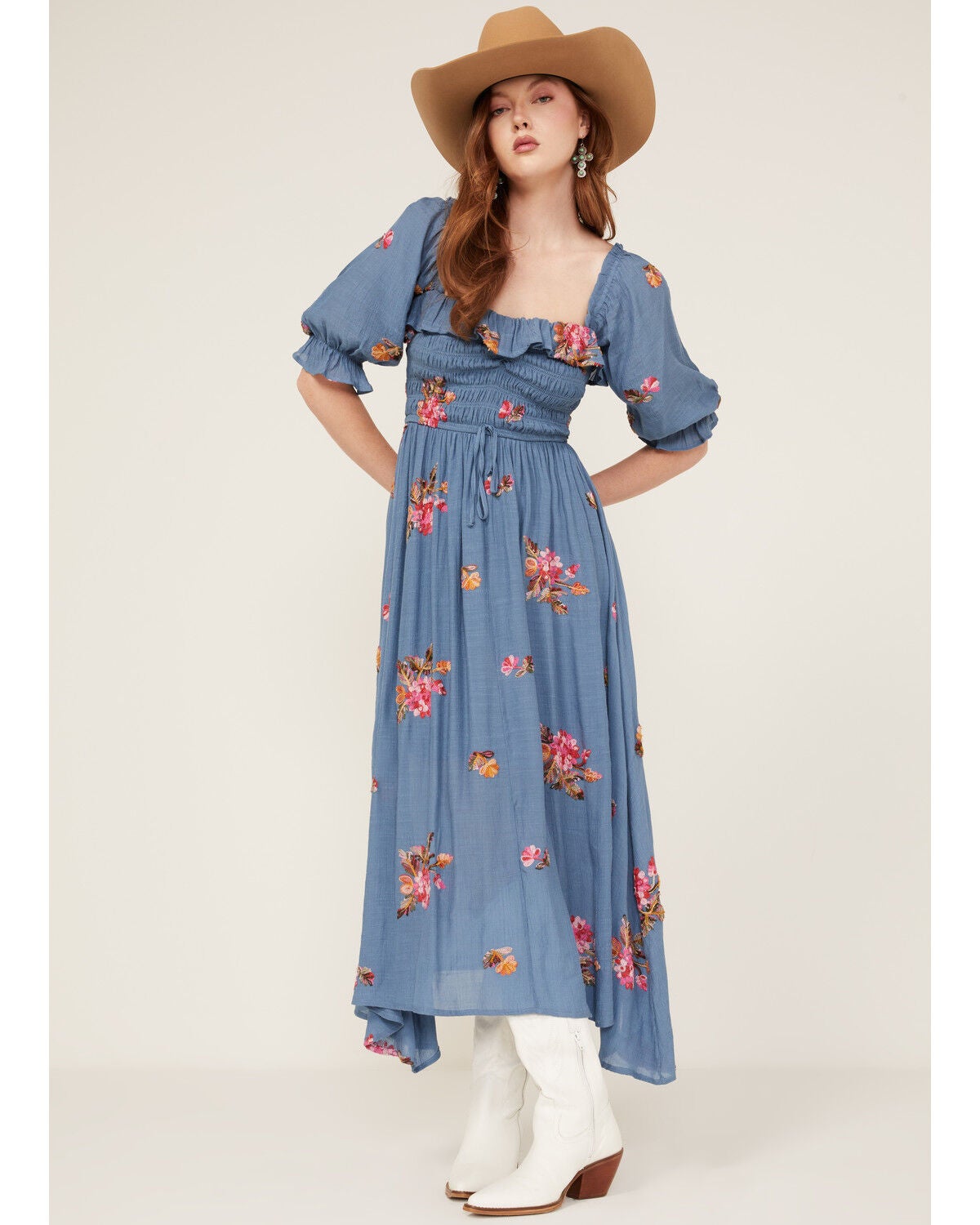 Image #1 - Wild Moss Women's Floral Embroidered Midi Dress, , hi-res