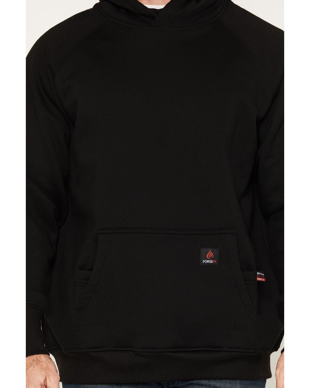 Image #3 - Forge Workwear Men's FR Solid Work Hooded Sweatshirt, Black, hi-res
