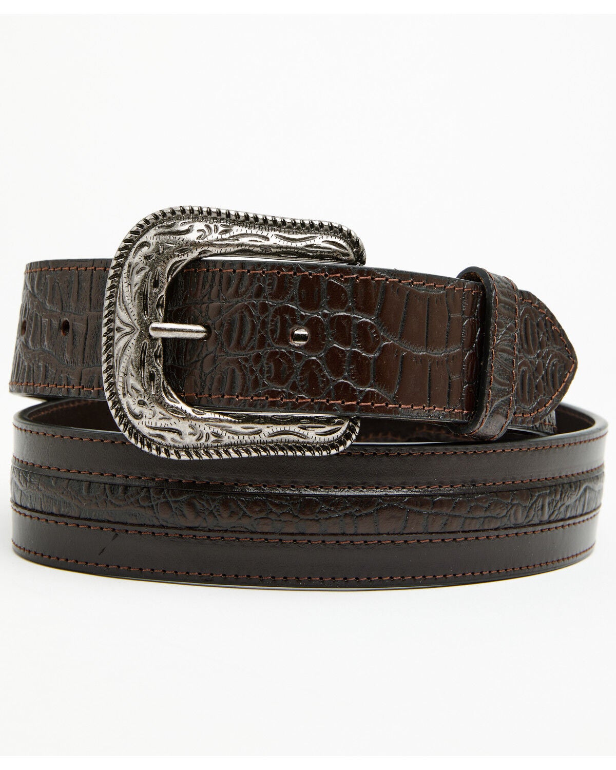 Cody James Men's Faux Alligator Inlay Billet Belt, Black Cherry, hi-res