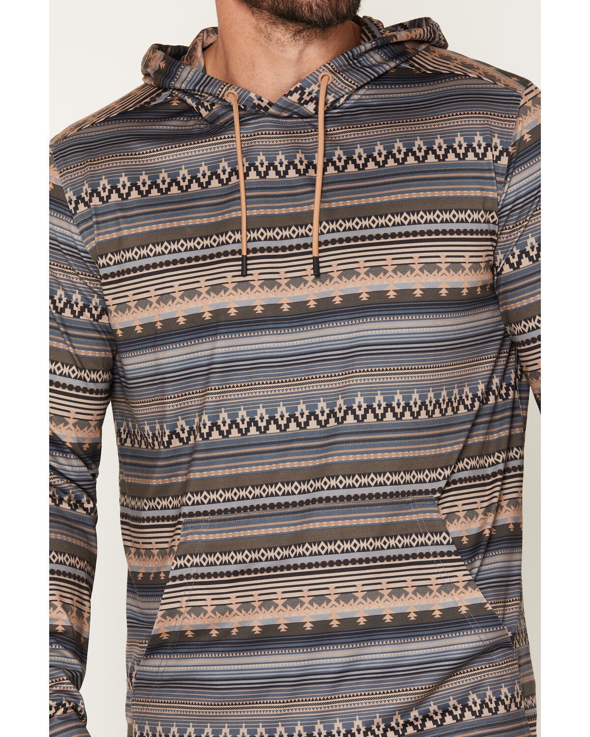 Image #3 - RANK 45&reg; Men's Stone Mesa Southwestern Print Tech Hooded Long Sleeve Shirt, Grey, hi-res