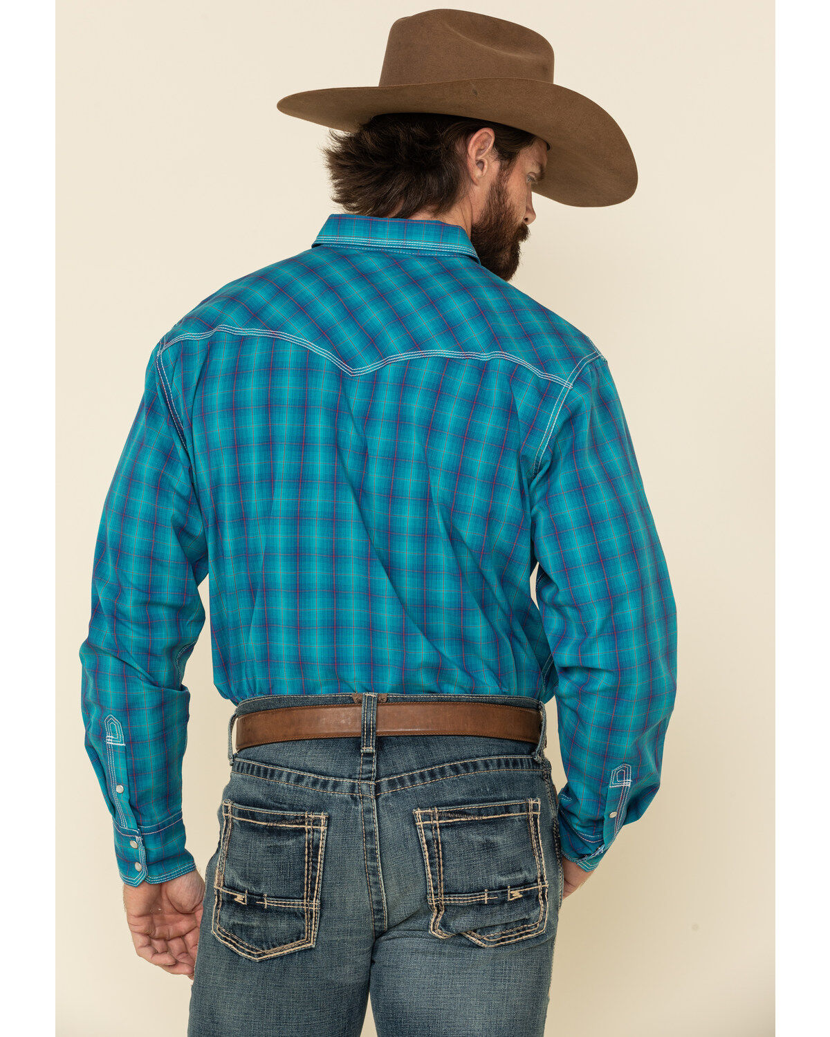 Image #3 - Wrangler 20X Men's Advanced Comfort Plaid Print Long Sleeve Western Shirt, , hi-res