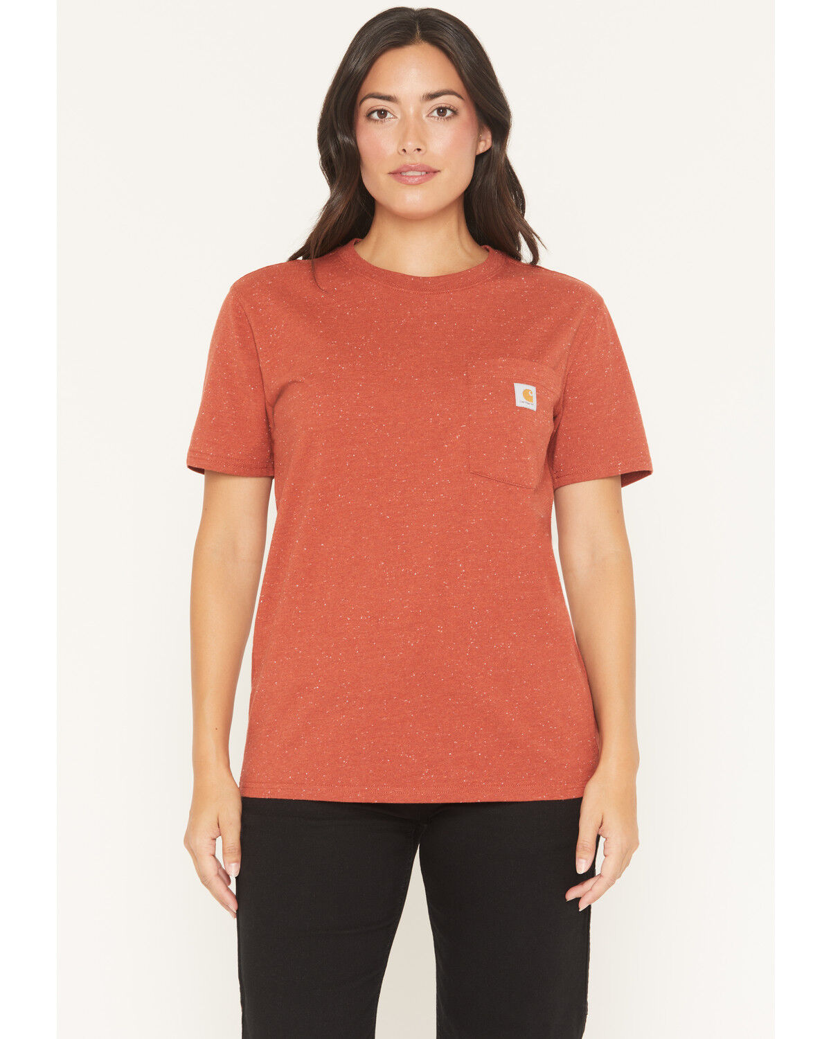 Image #1 - Carhartt Women's Loose Fit Heavyweight Short Sleeve Pocket Work Tee, Red, hi-res