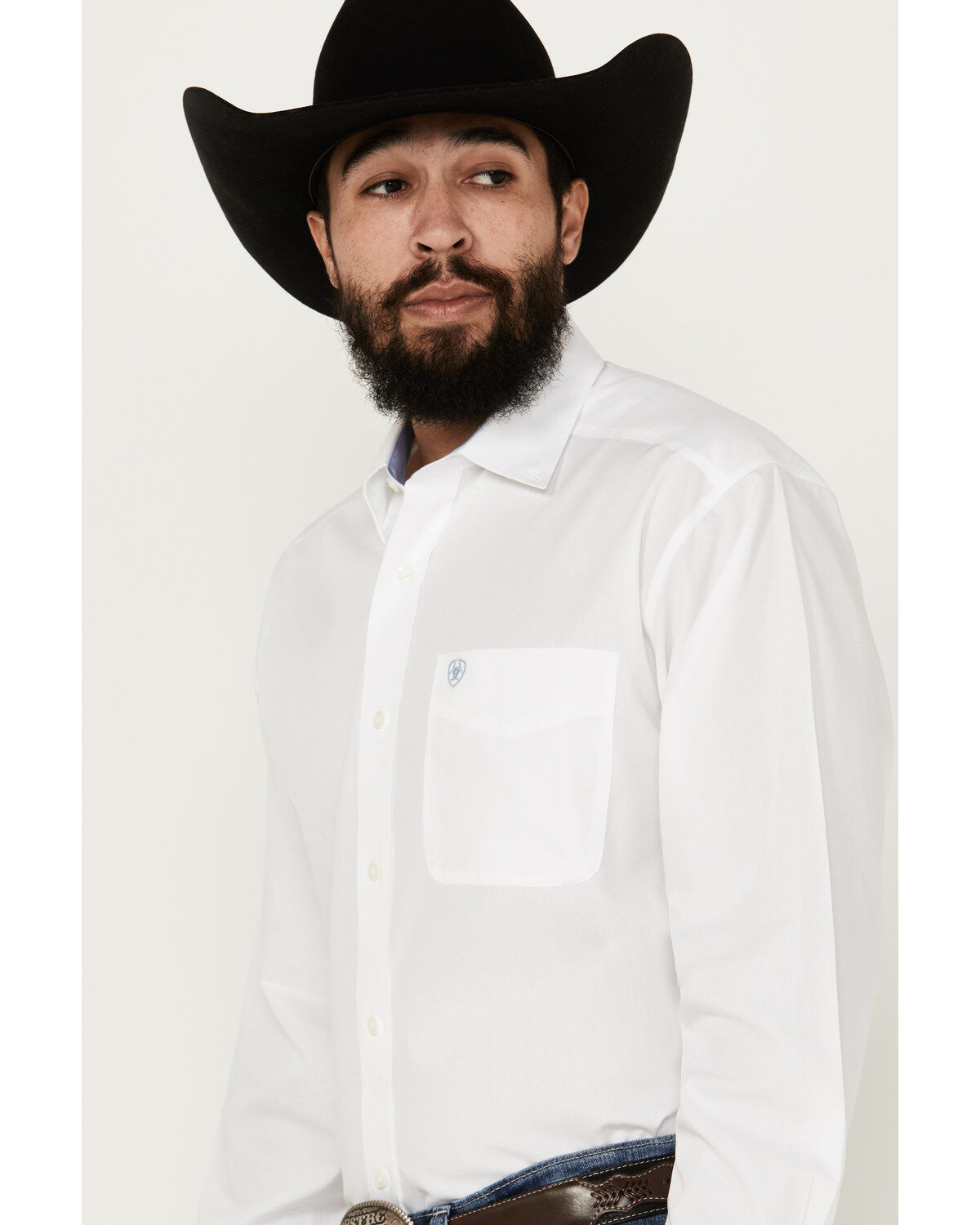 Image #2 - Ariat Men's Wrinkle Free Solid Long Sleeve Button-Down Western Shirt, White, hi-res