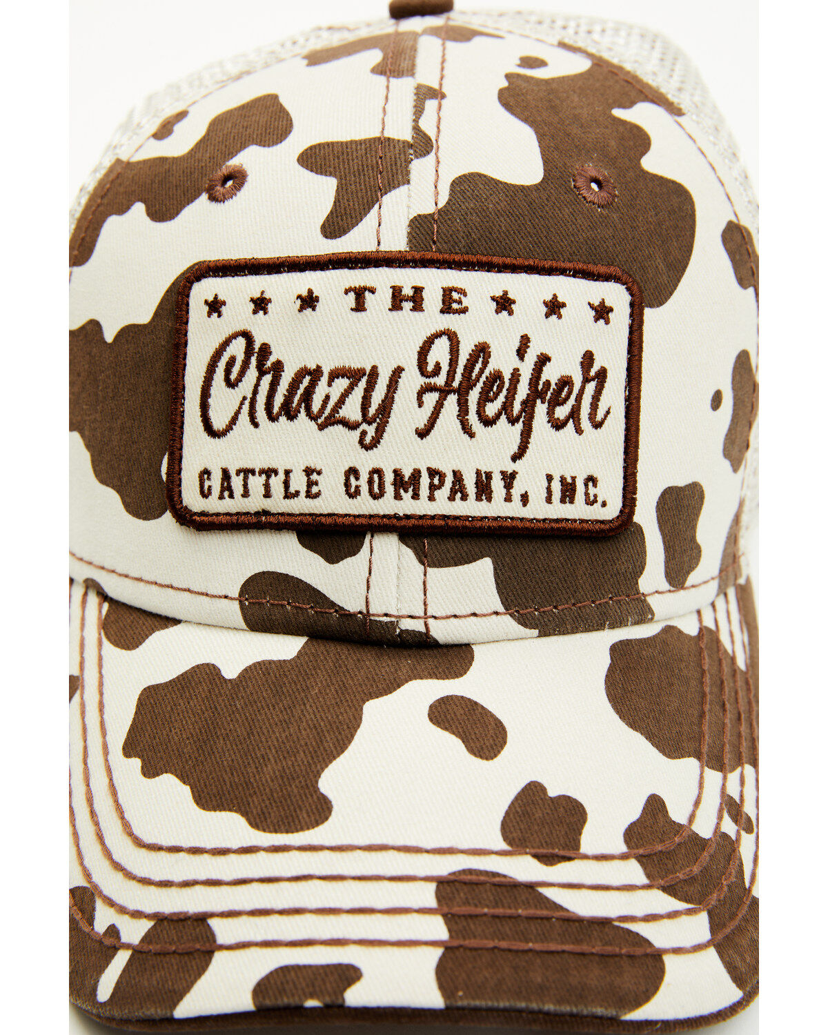 Image #2 - Idyllwind Women's Crazy Heifer Cow Print Mesh-Back Baseball Cap, Lt Brown, hi-res