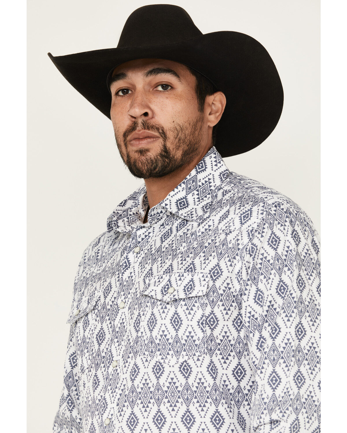 Image #2 - Wrangler Retro Men's Premium Geo Print Long Sleeve Snap Western Shirt, White, hi-res