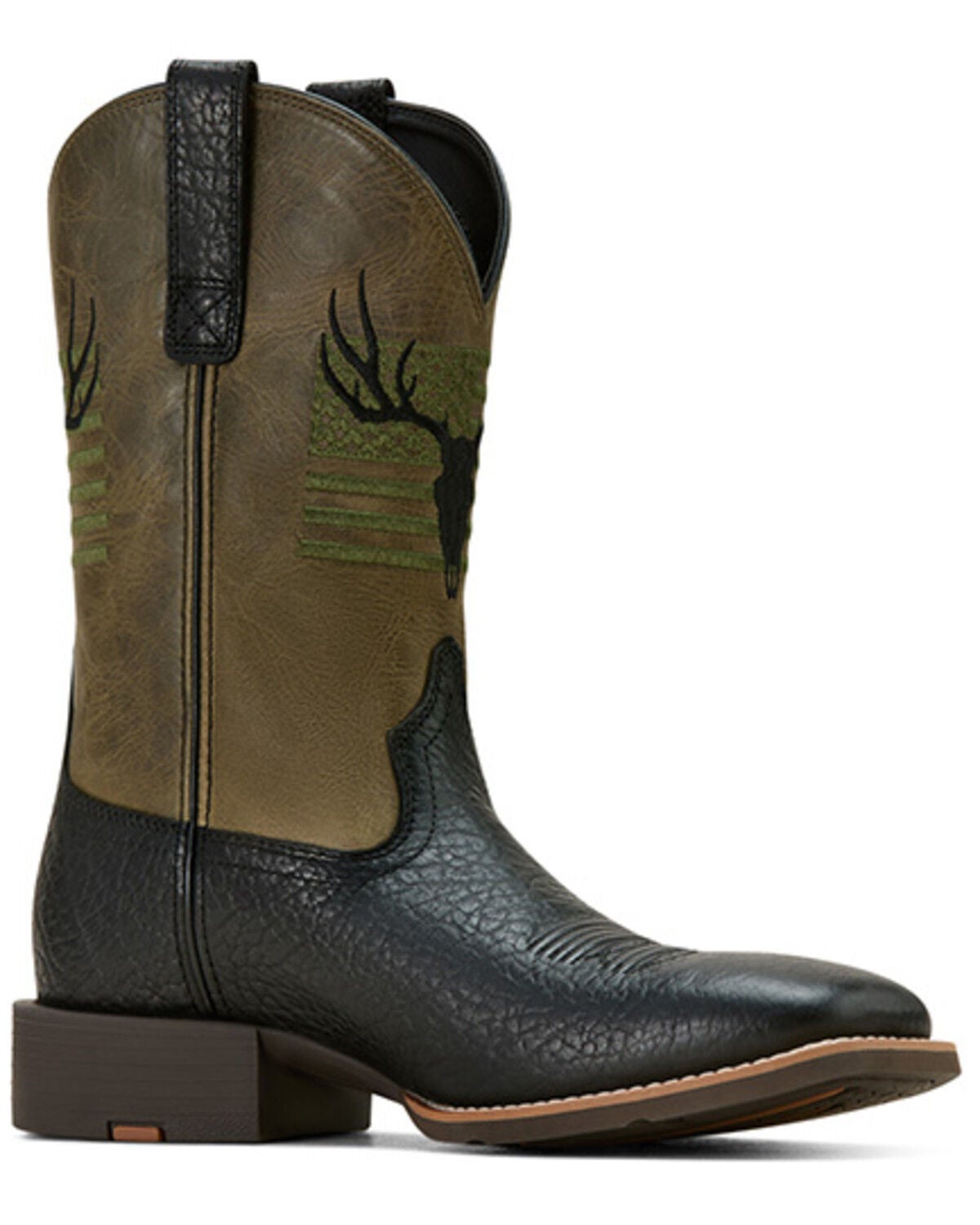 Ariat Men's Sport Antlers Western Boots - Broad Square Toe, Black, hi-res