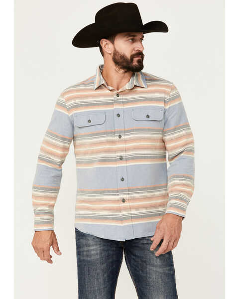 Image #1 - Pendleton Men's Beach Shack Plaid Print Long Sleeve Button-Down Western Shirt , Indigo, hi-res