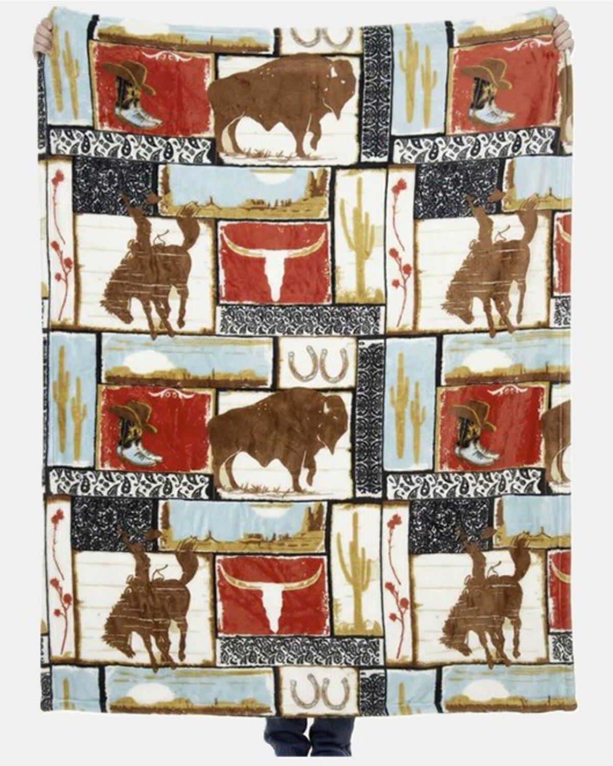 Image #2 - Carstens Home Wrangler Western Travel Blanket, Multi, hi-res