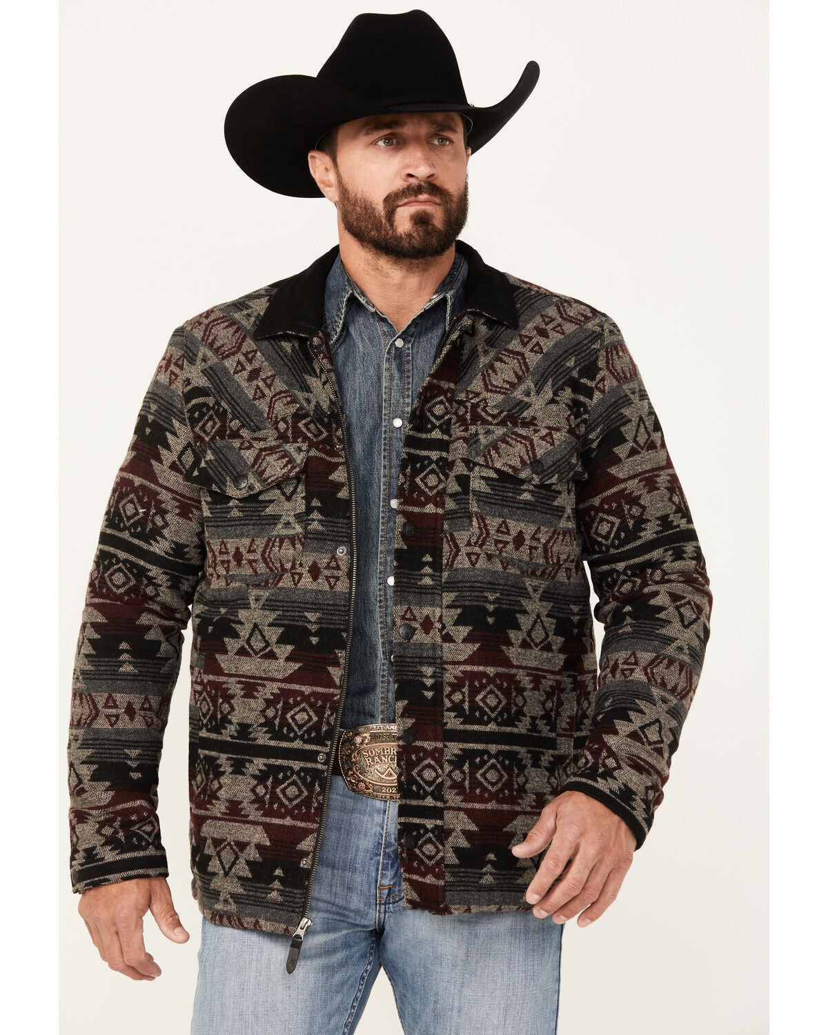 Moonshine Spirit&reg; Men's Southwestern Print Snap Jacket, Black, hi-res
