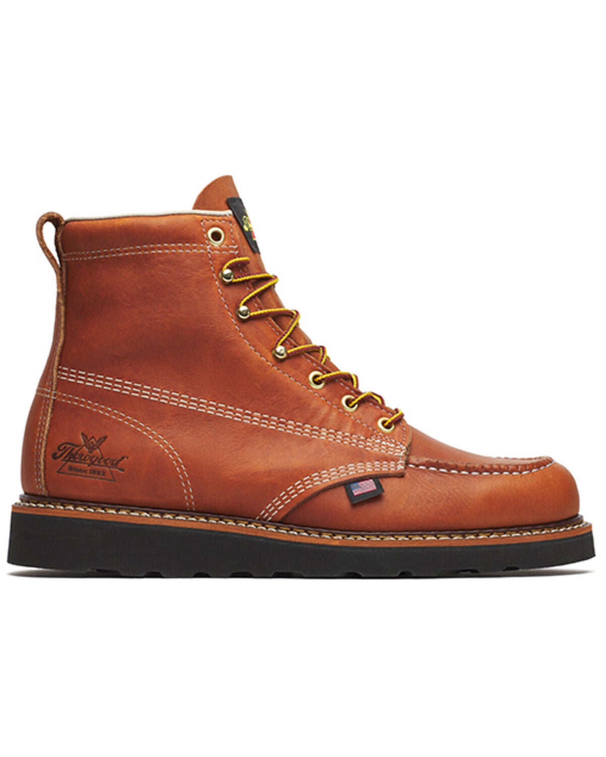 Image #2 - Thorogood Men's 6" American Heritage MAXWear Moc Wedge Work Boots - Soft Toe, Brown, hi-res
