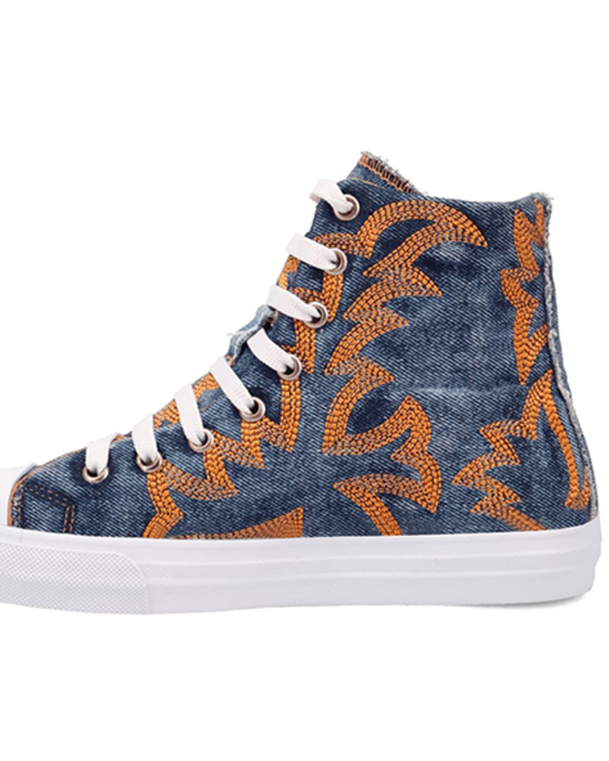 Image #3 - Dingo Women's Denim Western Stitched High-Top Sneakers, Blue, hi-res