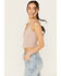Image #2 - Cleo + Wolf Women's Aurora Embroidered Henley Rib Knit Tank, Bark, hi-res