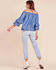 BB Dakota Women's Bohemian Rhapsody Ruffle Top , Medium Blue, hi-res