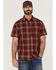 Brothers & Sons Men's Large Plaid Short Sleeve Button Down Western Performance Shirt , Red, hi-res