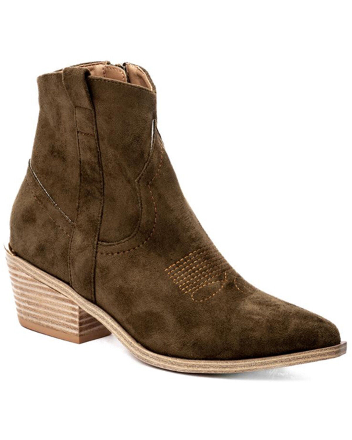 Hey Girl by Corkys Women's Quittin Time Fashion Booties - Snip Toe, Dark Green, hi-res