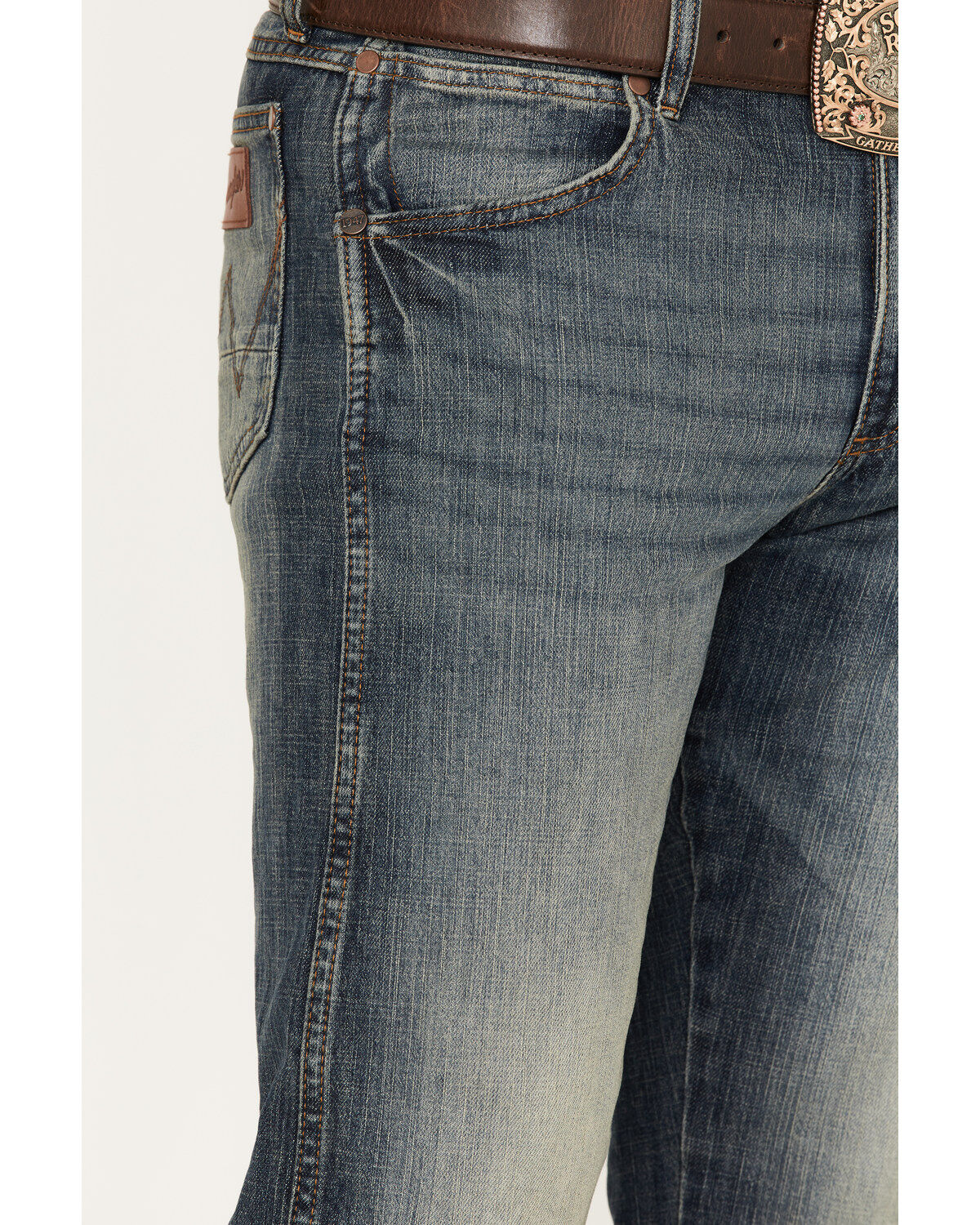 Image #2 - Wrangler Retro Men's Dark Night Medium Wash Slim Straight Stretch Denim Jeans, Medium Wash, hi-res