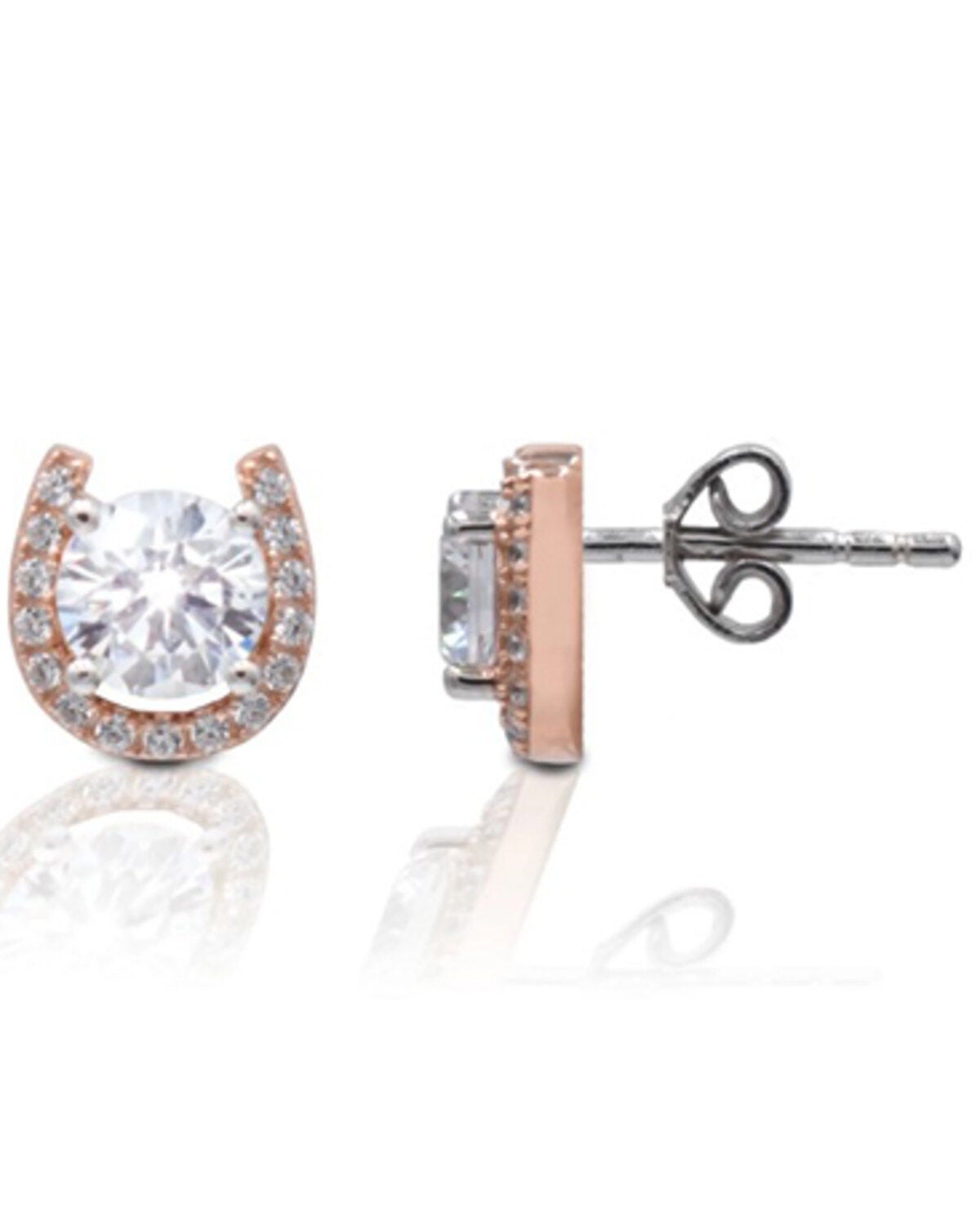 Kelly Herd Women's Rose Gold Horseshoe Stud Earrings, No Color, hi-res