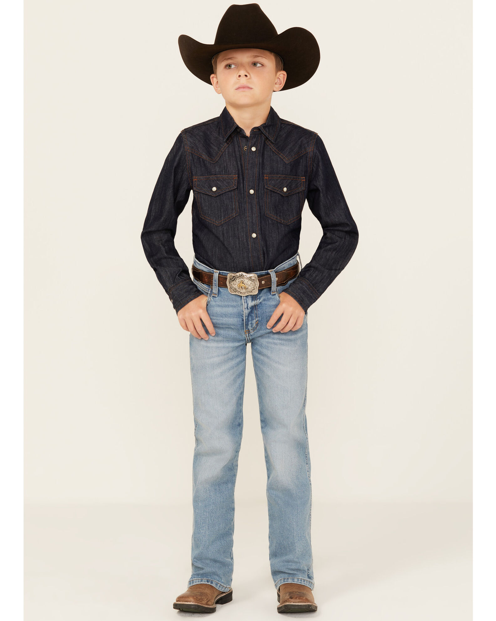 Product Name Wrangler Retro Boys Woodmere Light Wash Slim Bootcut Stretch Denim Jeans