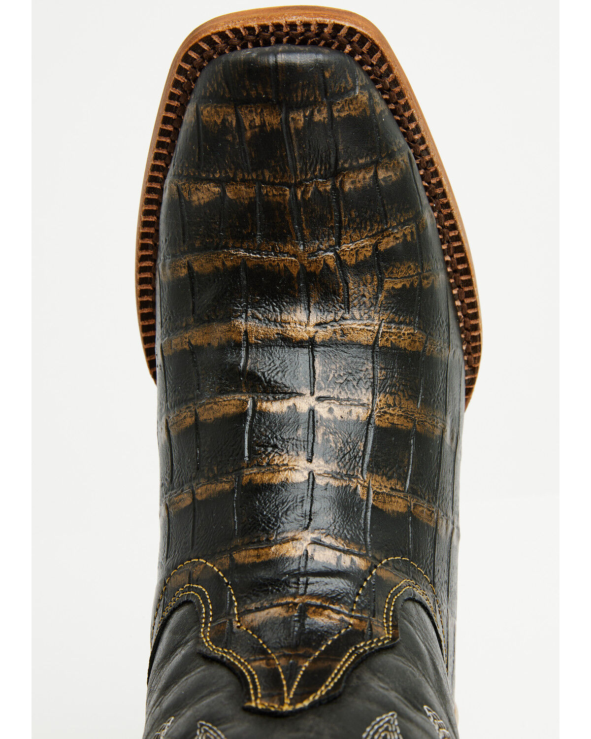 Image #6 - Tanner Mark Women's Caiman Print Tall Western Boots - Square Toe, Black, hi-res