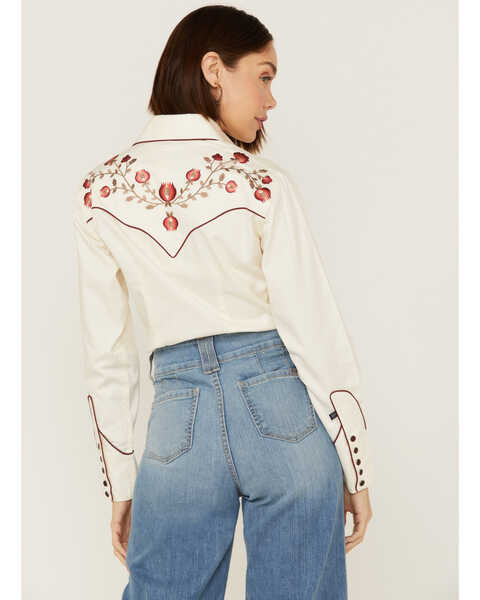 Rockmount Ranchwear Women's Vintage Ivory Thistle Floral Embroidery Western Shirt, Ivory, hi-res
