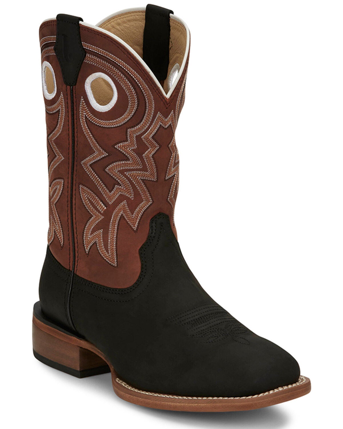 Justin Men's Big News Western Boots - Broad Square Toe, Black, hi-res