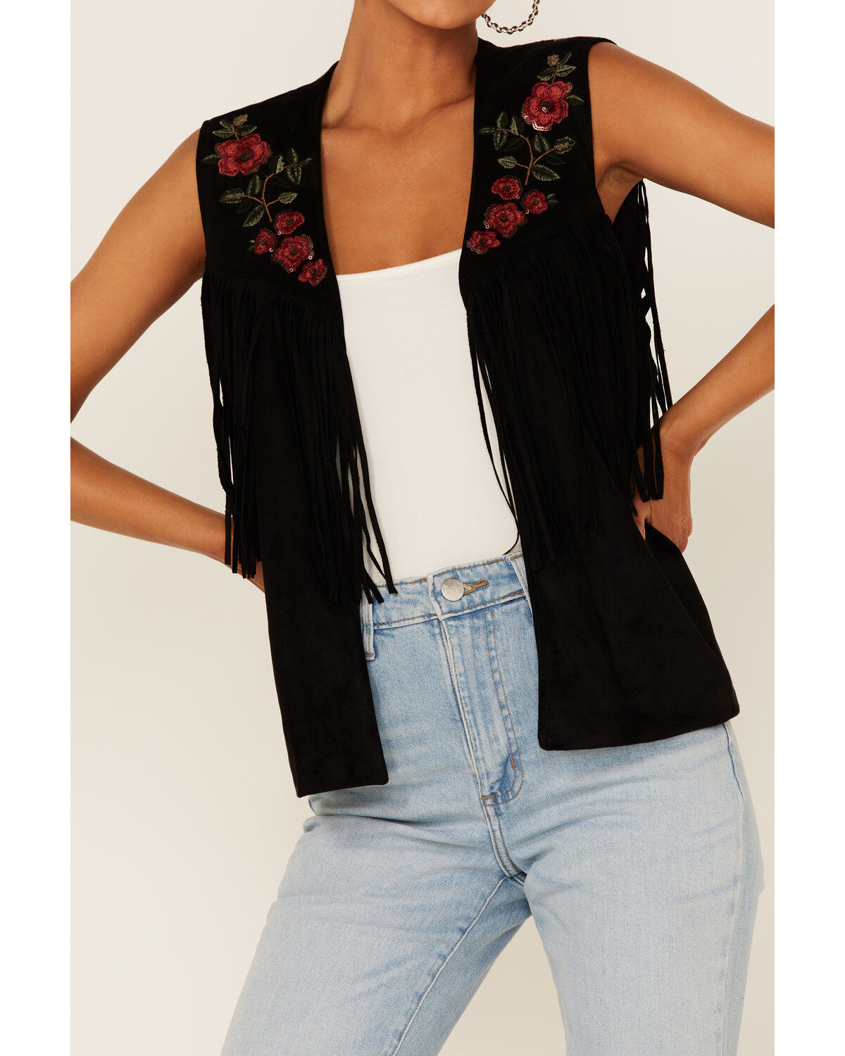 Maggie Sweet Women's Guajira Floral Fringe Vest