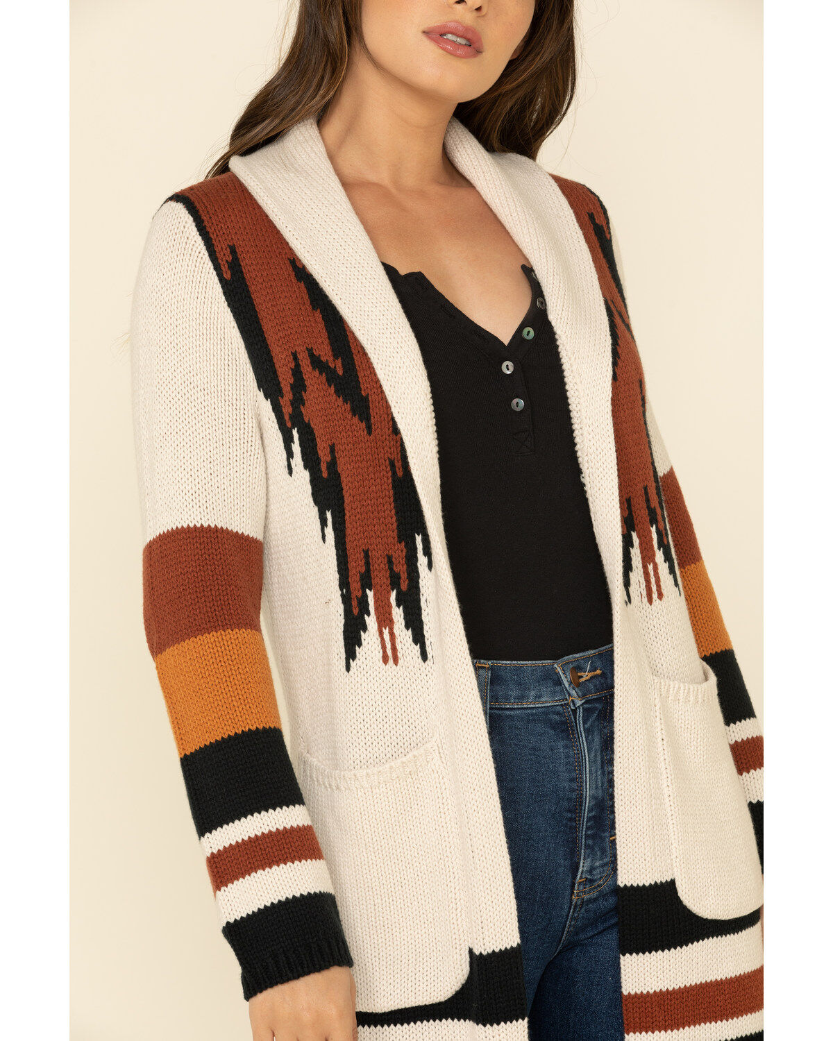 rust aztec cardigan